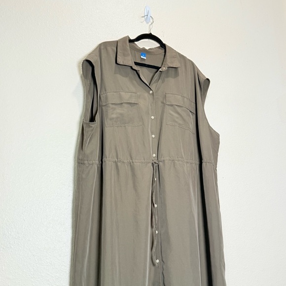 Old Navy Green Waist-Defined Utility Midi Shirt Dress 3X - Picture 3 of 8